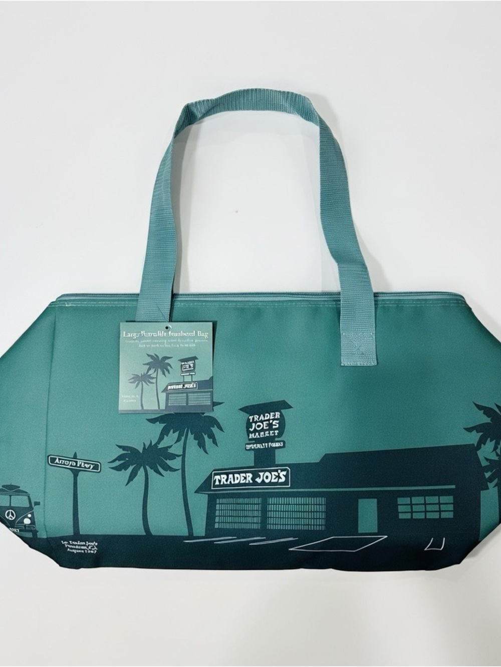 Trader Joe’s Large Reusable Insulated Cooler Bag - Dusty Blue - NWT 2026